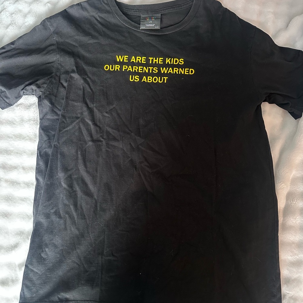 Whatever Forever Black Tee with Colorful Text